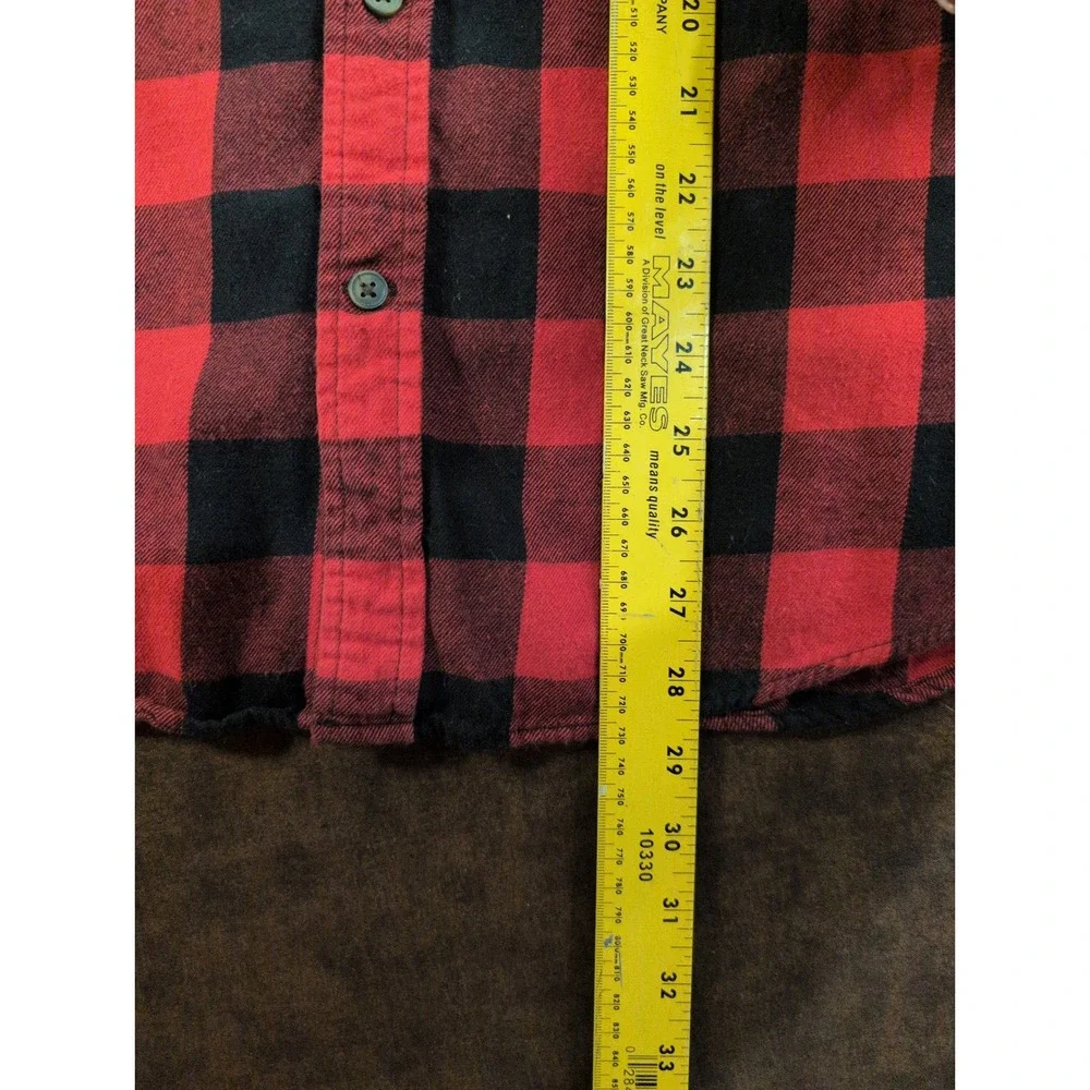 St Johns Bay Mens Small Red Black Buffalo Check Flannel Button Down Shirt Cotton